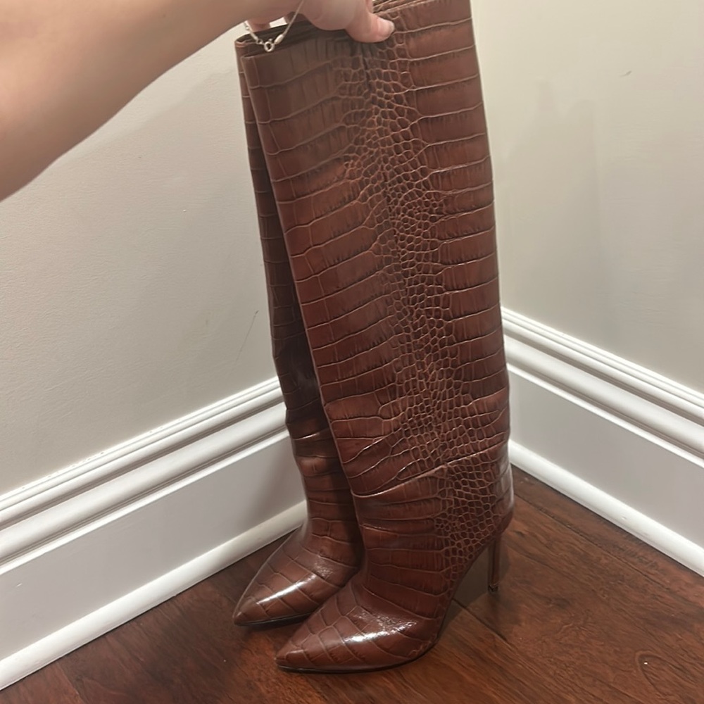 Paris Texas Croc Embossed Leather Boots
